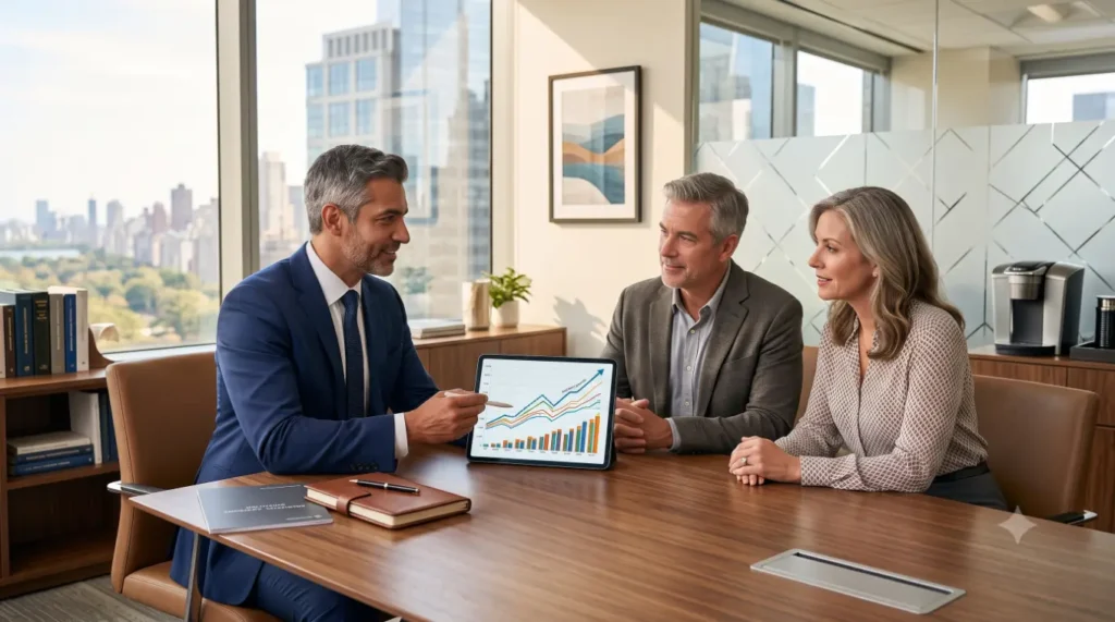 Couple and man discussion about Passive income-power of passive income 2