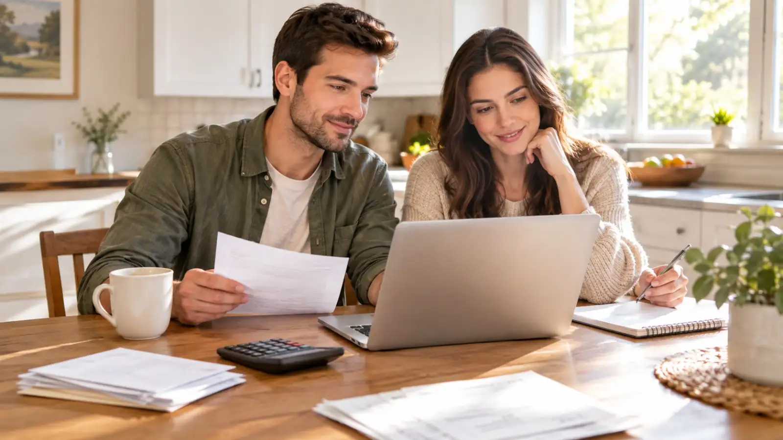 Couple planning college expenses with laptop and financial documents - College Education Funding Strategies -1